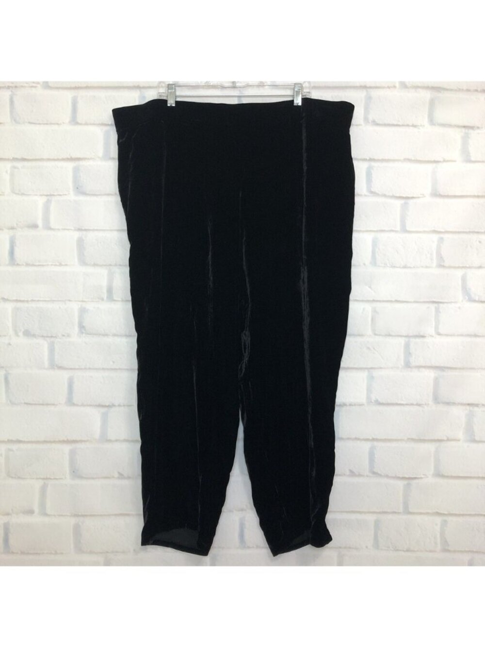 NWT Eileen Fisher Velvet Cropped Trouser Pants Plus Size 3X Black